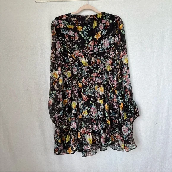 Free People Floral Long Sleeve Dress - Black and Multicolor - Picture 2 of 6